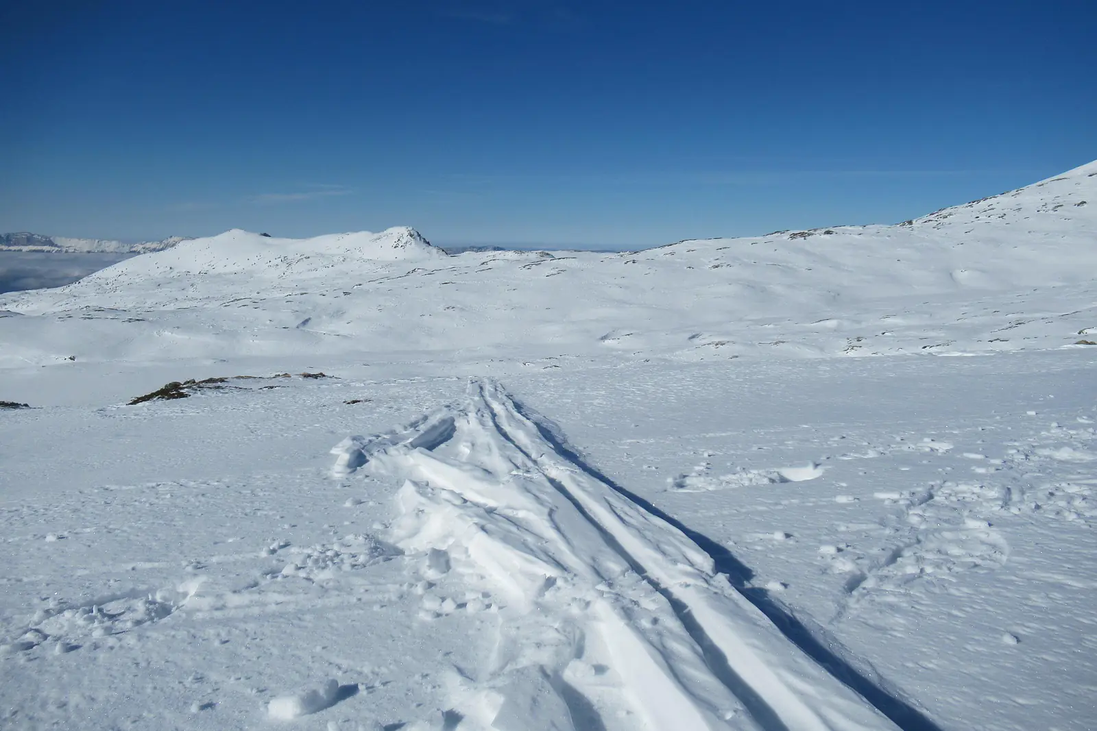 Old ski tracks in Taillefer (France)