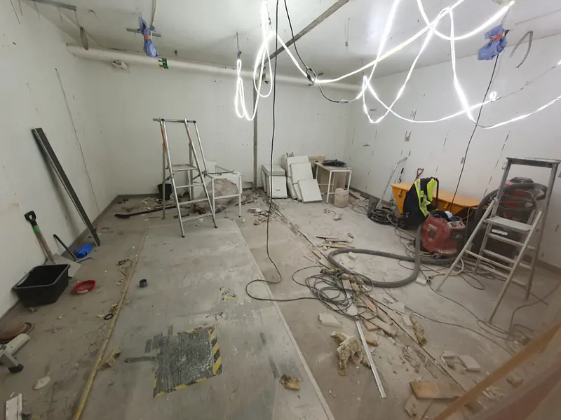 Wall is gone and all old installations are out