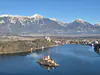 Slovenia, Bled (2025): Picturesque Lake Bled in the Julian Alps, seen from Mala Osojnica
