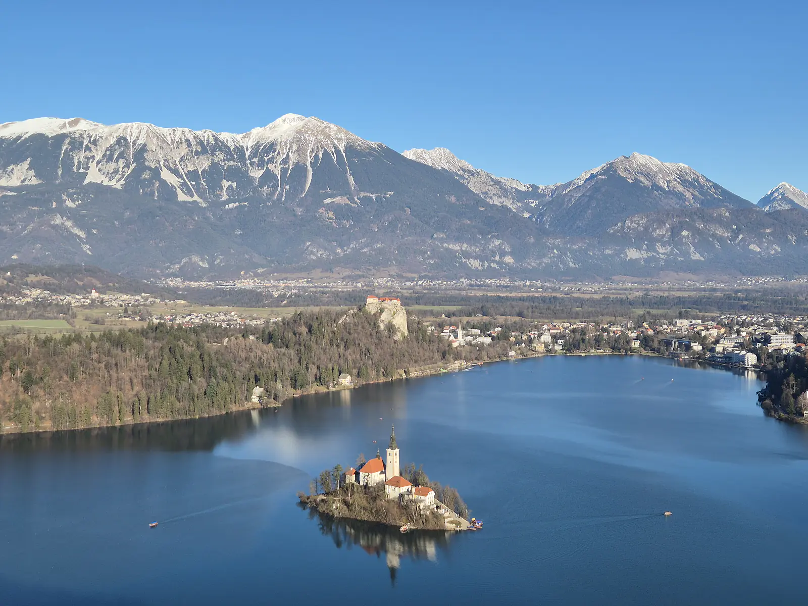 Slovenia, Bled (2025): Picturesque Lake Bled in the Julian Alps, seen from Mala Osojnica