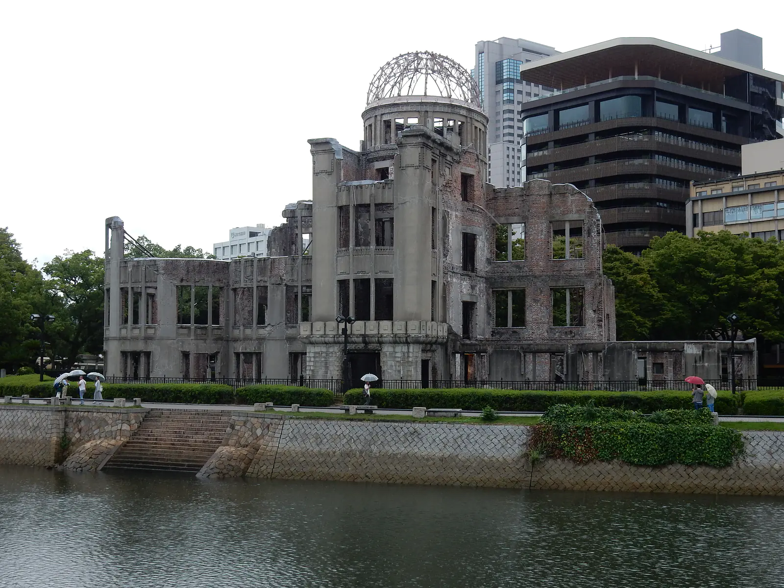 Japan, Hiroshima (2017): Also remains, but not as ancient - view of the A-Bomb Dome or Hiroshima Peace Memorial, destroyed by an atomic bomb in 1945 CE