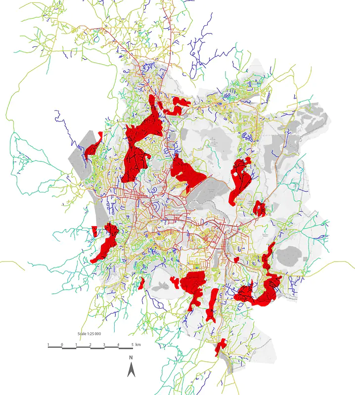 Blantyre Land-Use Map Overlaid with Segment Analysis and Highlighting Blantyre Informal Settlements (2022)