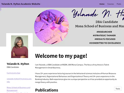 Yolande N. Hylton Academic Website