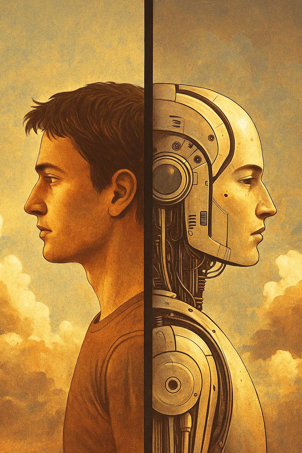 AI generated illustration of human and AI co-existance.