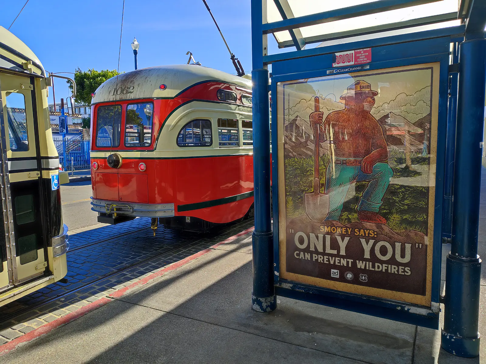 USA, California, San Francisco (2023): Smokey the Bear wildfire prevention poster - a controversial mascot among fire ecologists