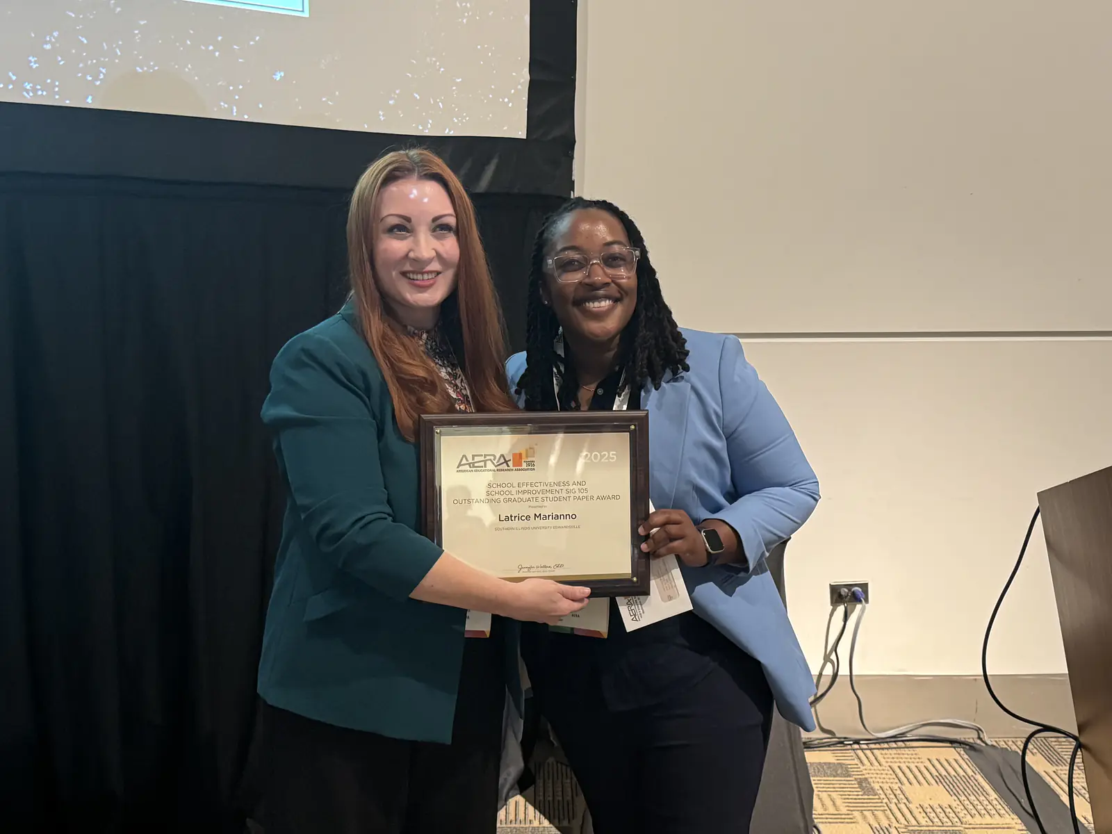 Recognizing the Graduate Student Paper of the Year for AERA SESI, April 2025, Denver, CO