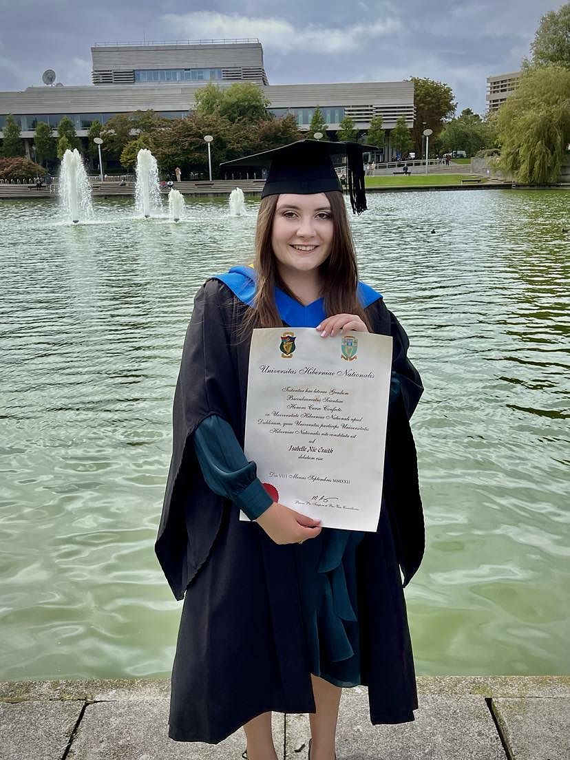 Isabelle at her graduation from her BSc in Psychology, University College Dublin