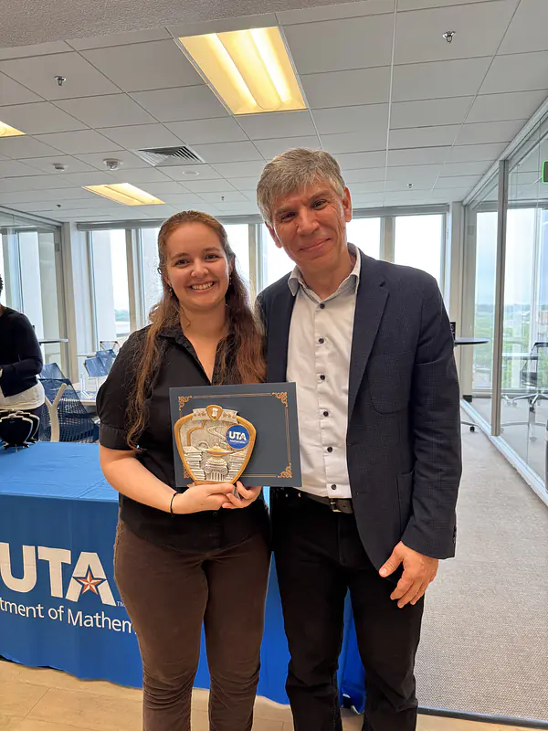 Thank you to the UTA Mathematics Department and donors for awarding me the Alan Amaya Scholarship. I am very grateful for this honor!