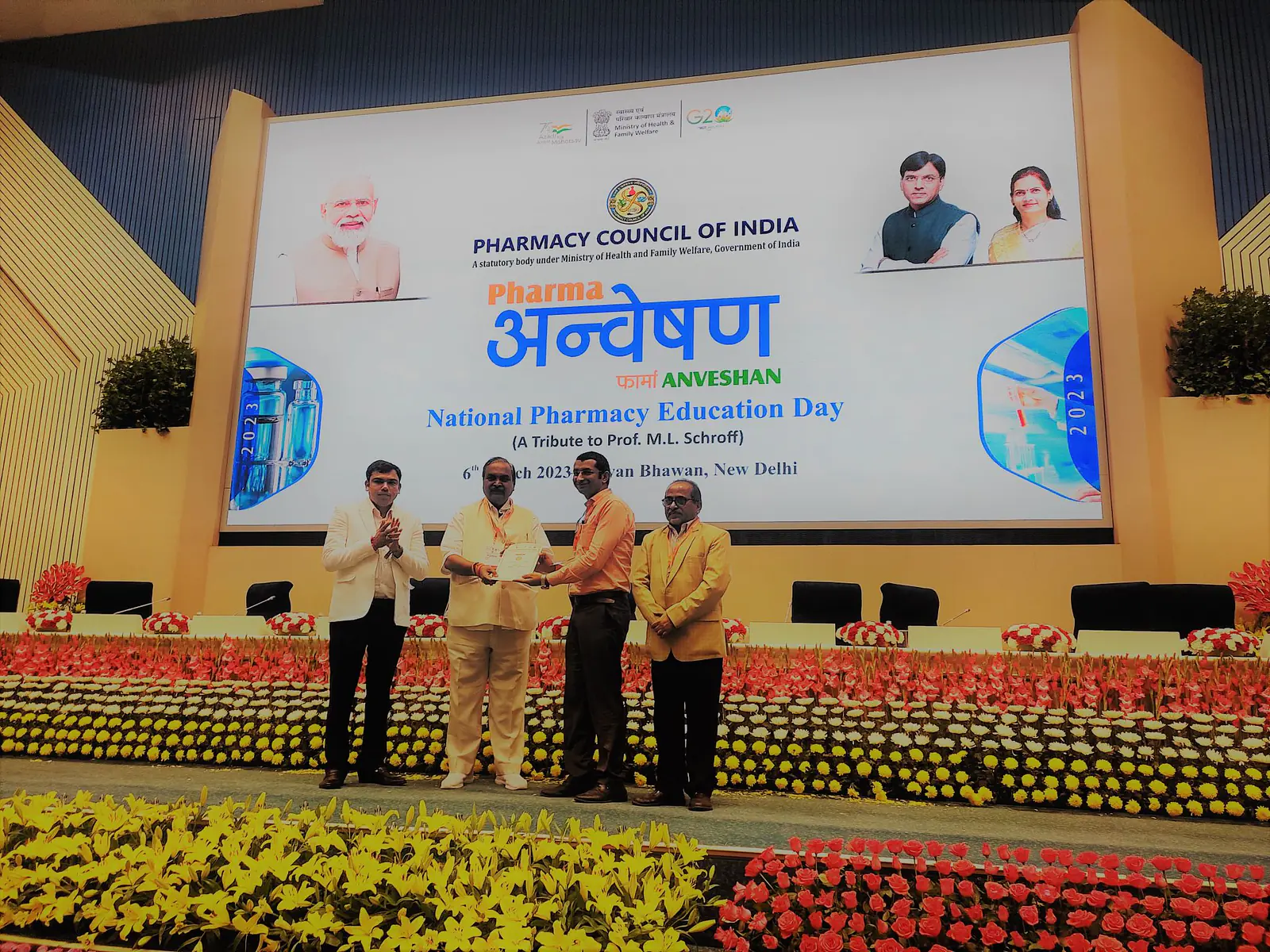 Best Concept Note in Promising Research Award by Pharmacy Council of India (Govt. of India) at Pharma Anveshan-2023 held at Vigyan Bhawan, New Delhi on 6th March 2023 (National Pharmacy Education Day). 