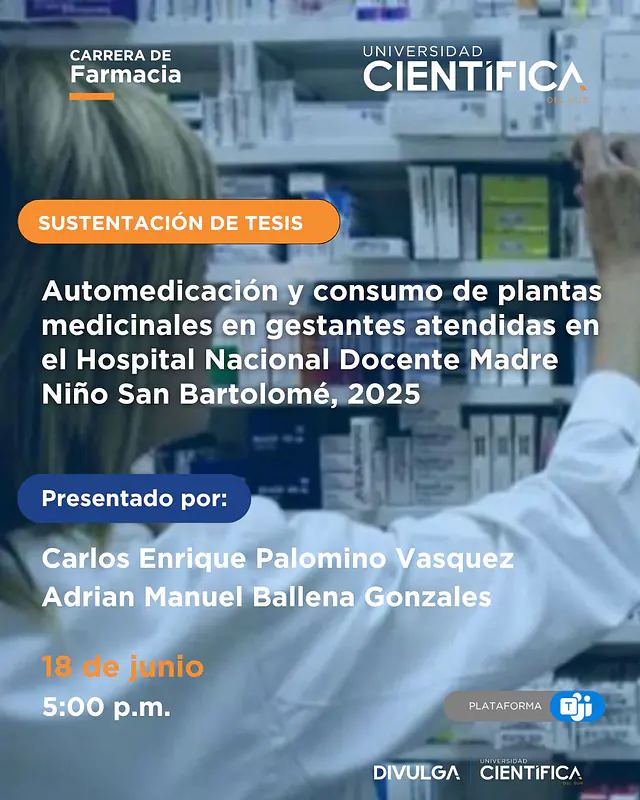 En Junio del 2026 Adrián y Carlos sustentaron su tesis para optar por el título de químico farmacéutico