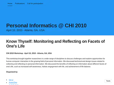 Personal Informatics @ CHI 2010