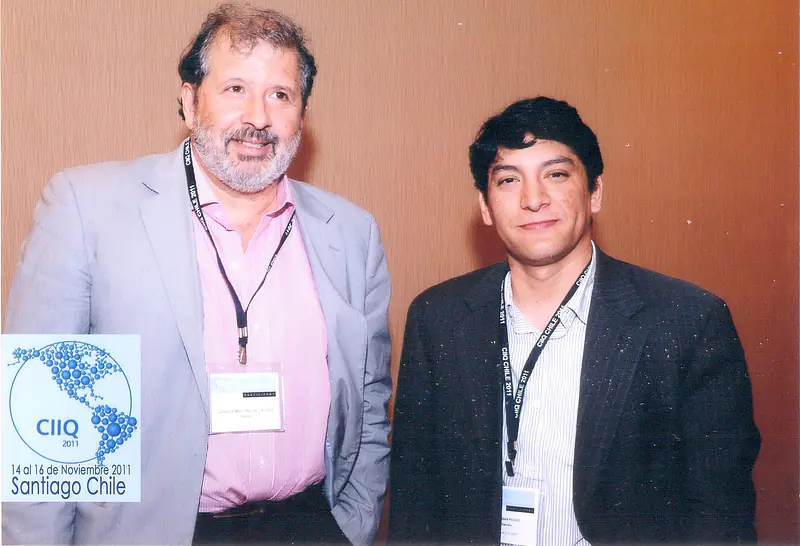 Emeritus Prof. Dr.-Ing. habil. Joaquín Martínez (left) and Apolinar Picado (right) at the 25th Inter-American Congress of Chemical Engineering (IACChE), Sheraton Santiago Hotel & Convention Centre, in Santiago, Chile