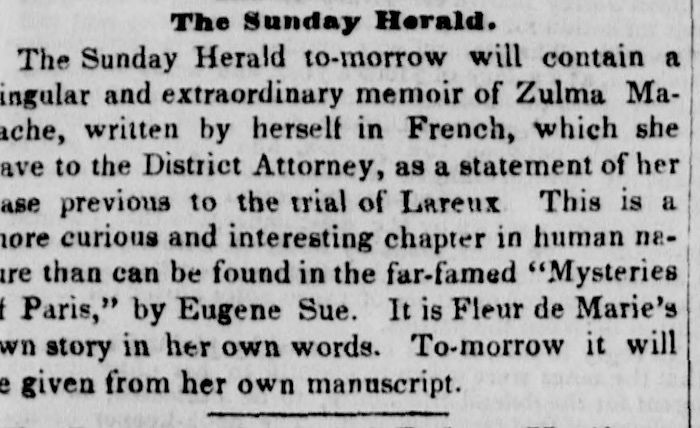 Advertisement for the “Memoir.”