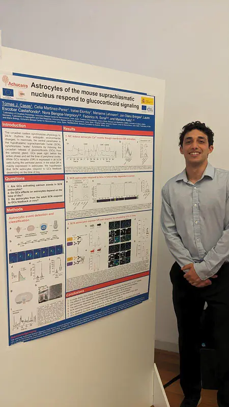 Tomas proudly sharing his first poster as a member of the Astiz Lab.
