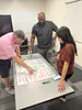 Students collaborating on school improvement strategies using four-square activity.