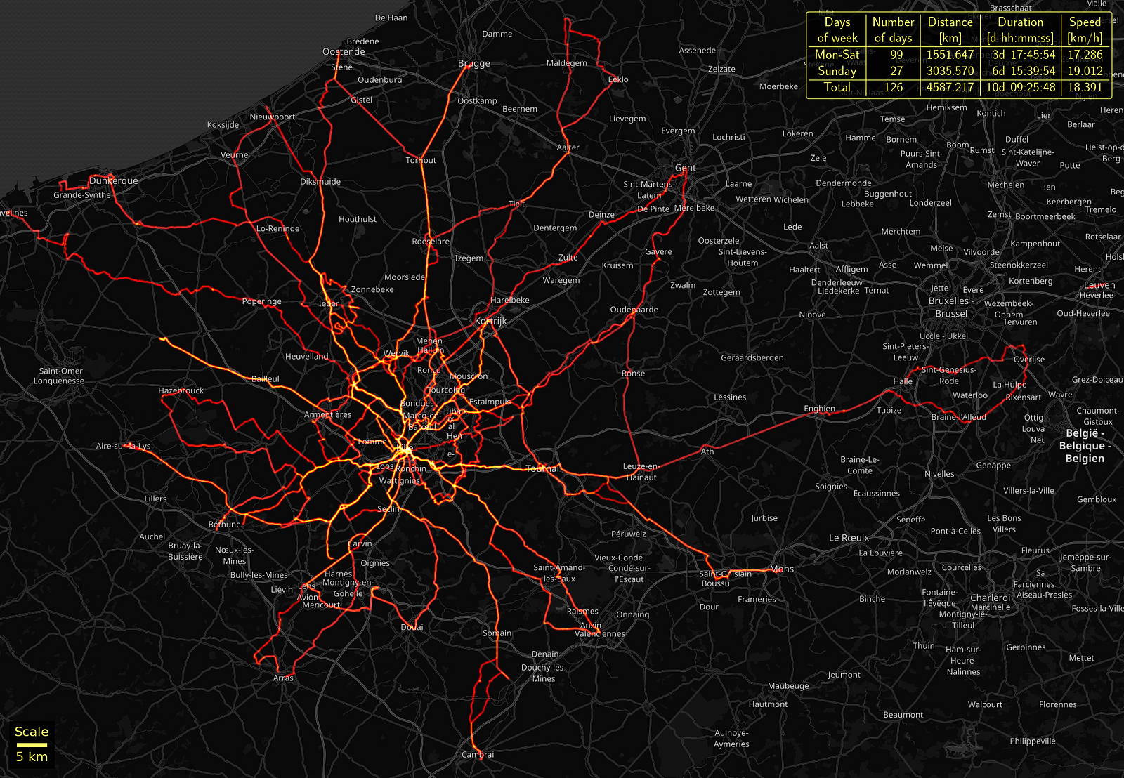 The heatmap of my bike rides in 2021