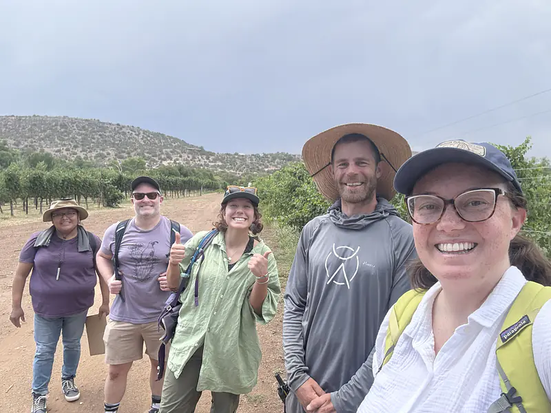 Group photo after collecting roots at a vineyard in Cornville, AZ