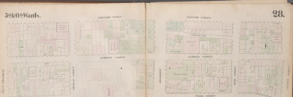 Map that shows 90 Leonard and 343 Broadway.