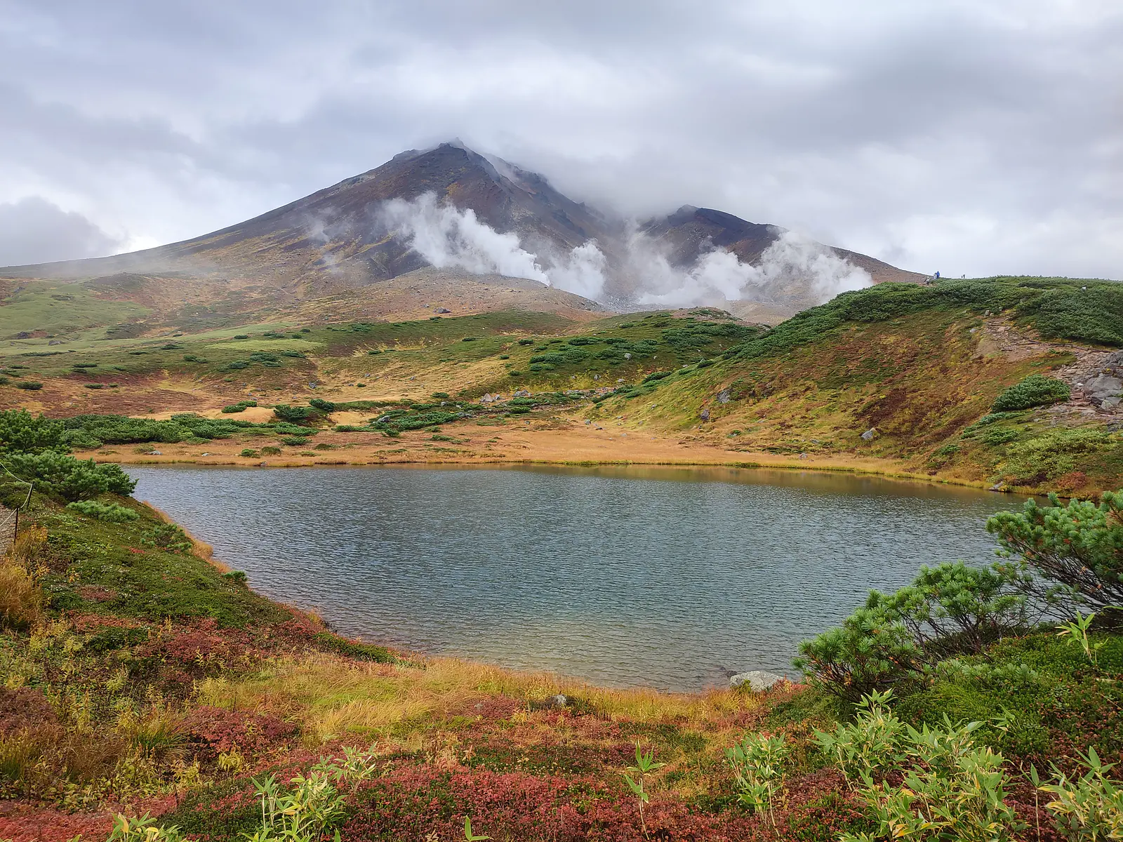 Japan, Hokkaido (2023): View towards Asahidake, an active stratovolcano and highest mountain of Hokkaido