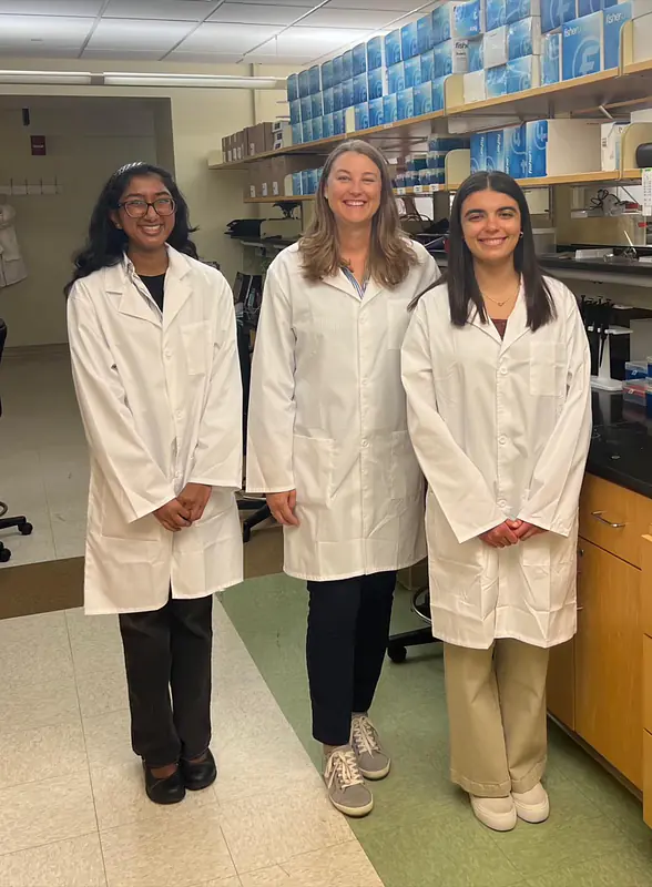 Sandhya, Emily, and Nina in the lab! Feat. our army of pipette tips