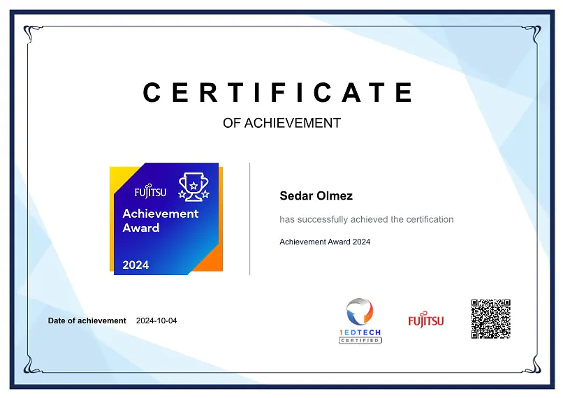 Fujitsu's 2024 Annual Achievement Award for my contributions on the Zero-Emission Vehicles in Emerging Markets Initiative project (ZEV-EMI)