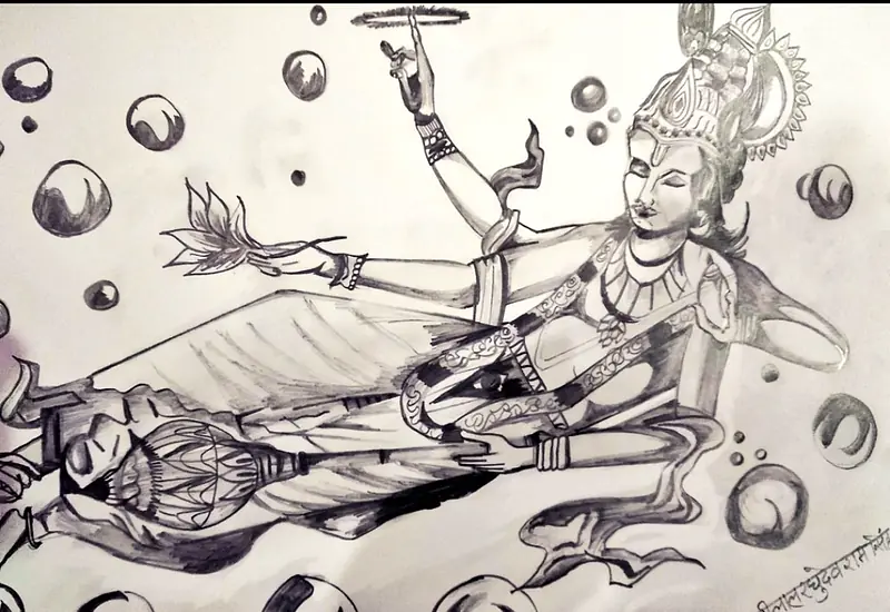 Kāraṇodakaśāyī Viṣṇu resting in the Causal Ocean, 2021