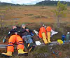 Bogged down? Not us! Myself, Mélissa Laurent, and Jakob Reif in Siikaneva Bog, 2022. PC: Katharina Jentzsch
