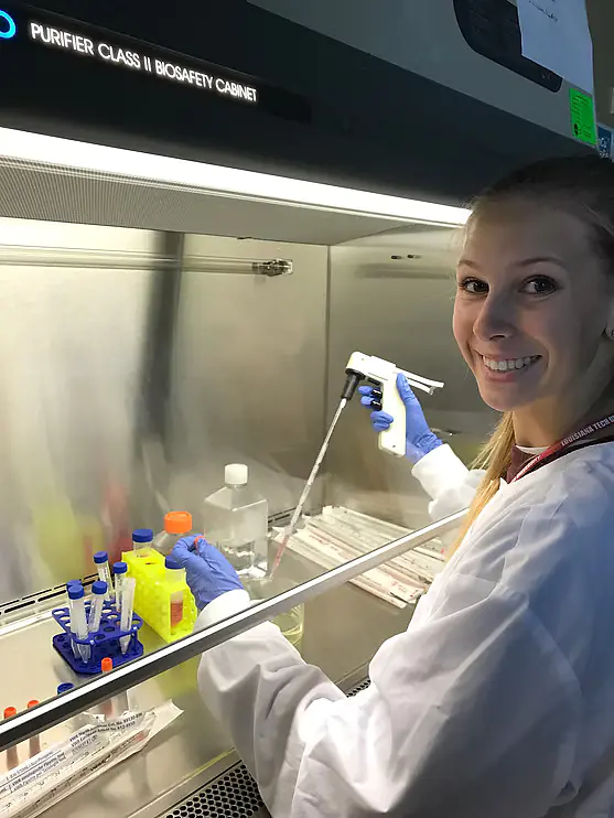 Madison working with cells