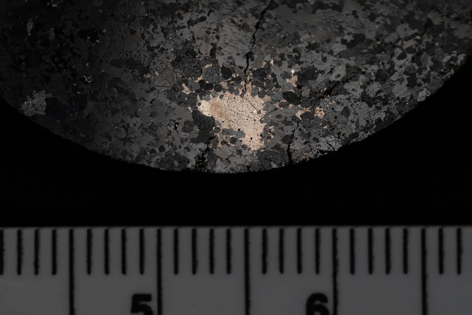 Sulfide in an ultramafic cumulate from the Moxie pluton in Maine. Photograph: Adam Jost