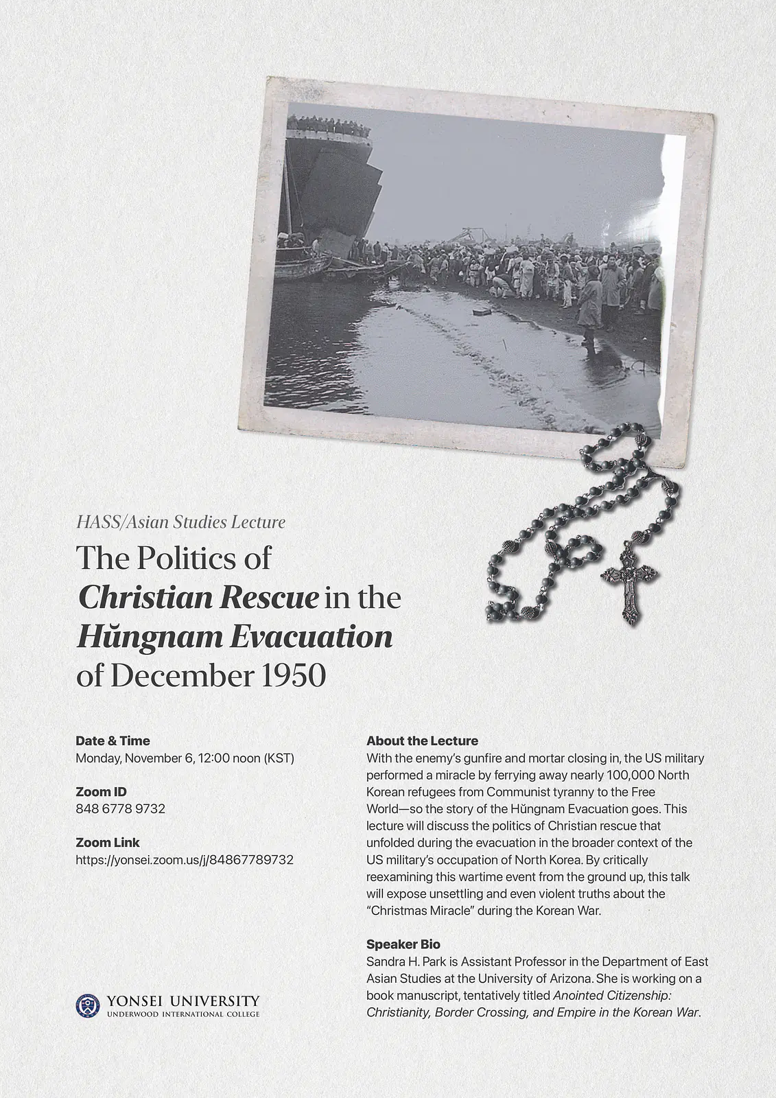 HASS Asian Studies Lecture, Yonsei Underwood International College, November 4, 2023