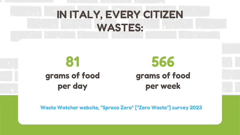 Infographic on the average individual waste in Italy 