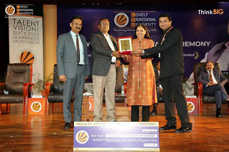 Research Appreciation Award in the field of Pharmaceutical Sciences by Lovely Professional University, Punjab for the year 2020 and 2021 