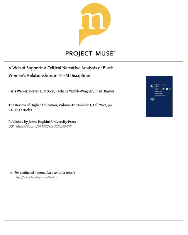 Article: A Web of Support: A Critical Narrative Analysis of Black Women's Relationships in STEM Disciplines
