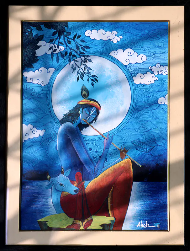 Krishna under full moon