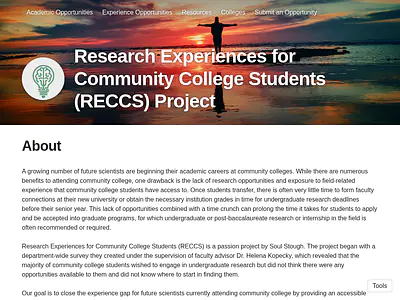 Research Experiences for Community College Students (RECCS) Project