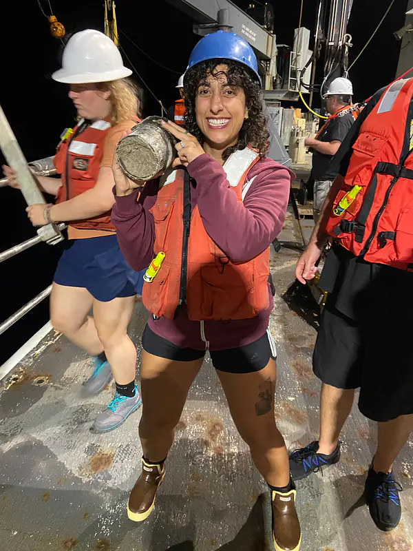 The first shipboard sediment core collected during a cruise on the R/V Thomas Thompson  (2024)