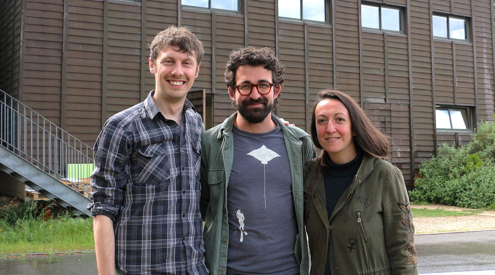 The three exocean founders next to each other, CHALK, SULPIS and MEILLAND in front of the Villemin building at CEREGE
