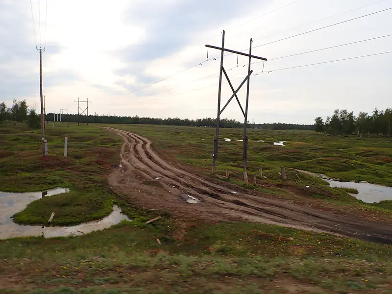 Russia, Republic of Sakha (Yakutia), Churapchinsky District (2021): Track through degrading permafrost polygons (byllar)