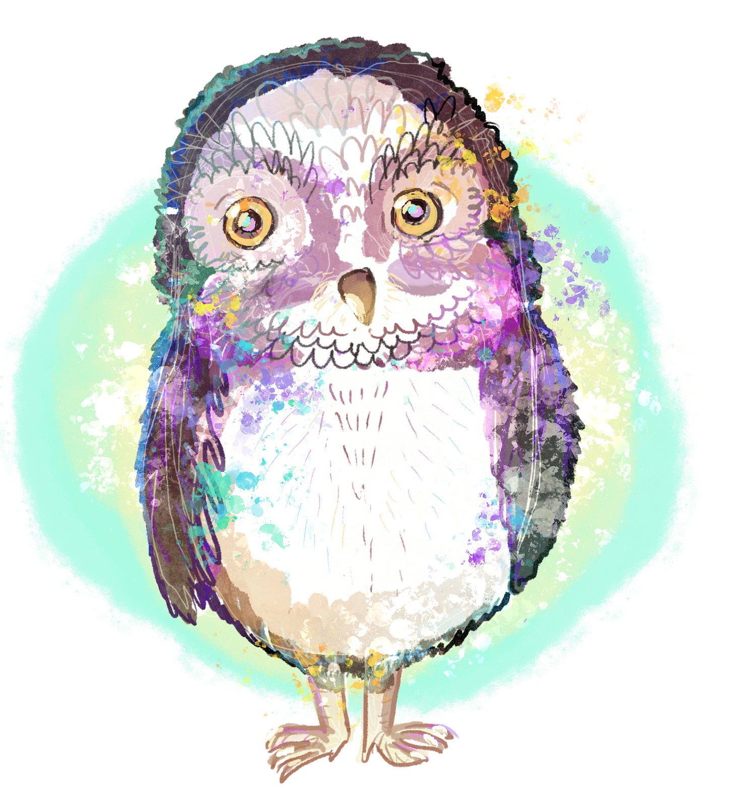Digital drawing of a friendly owl