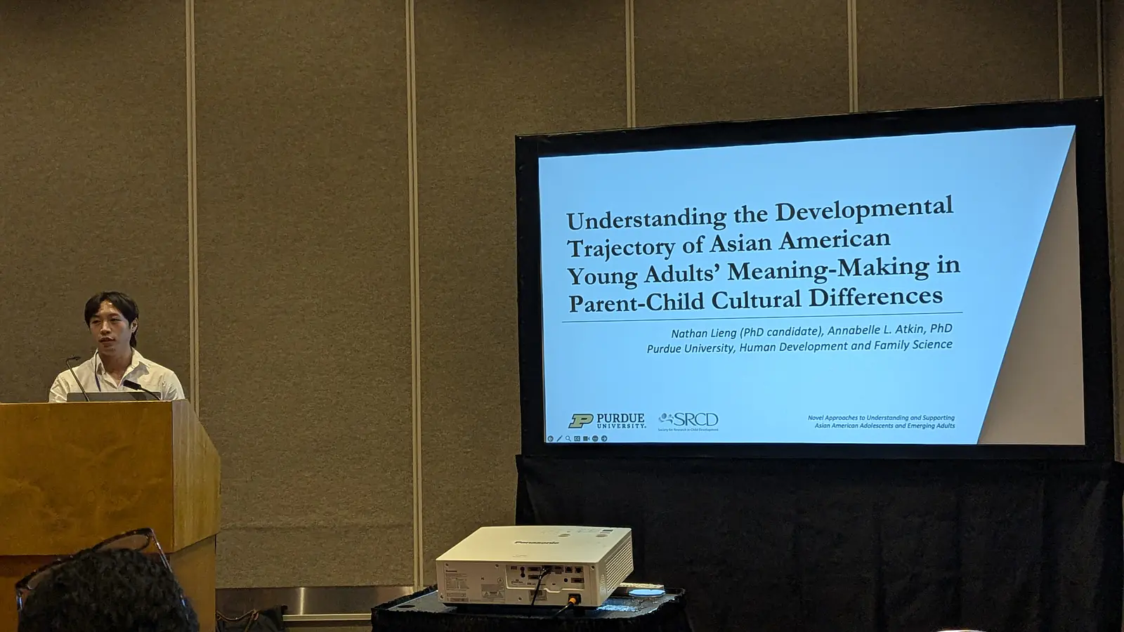 Nathan presenting his study at SRCD