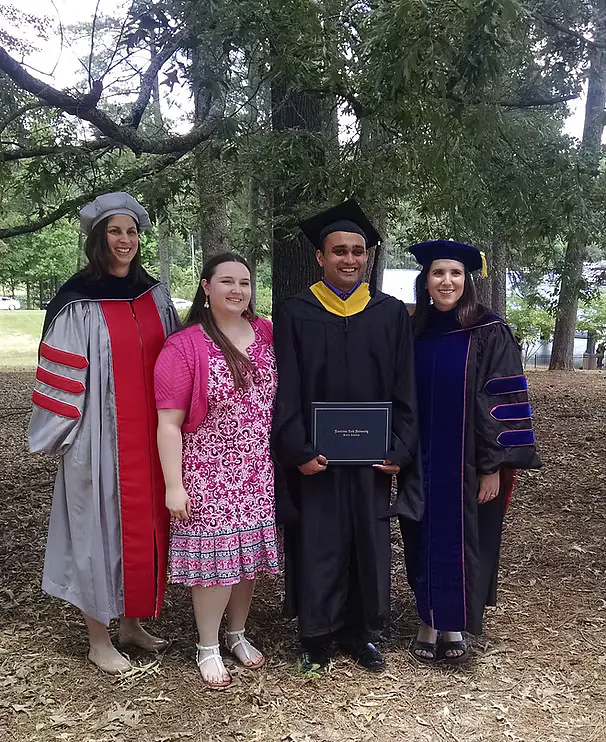 Nehal's graduation with Dr. Newman, Katie Whitehead and Dr. Caldorera-Moore (2016)