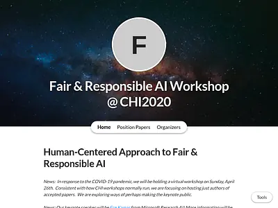Fair  & Responsible AI Workshop @ CHI2020