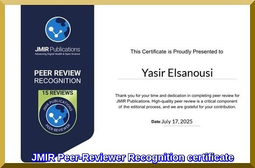 JMIR Peer-Reviewer Recognition certificate