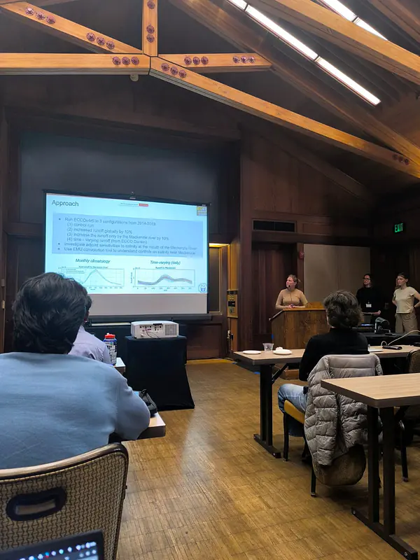 Océanne and her research group presenting their modeling work.