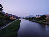Japan, Kyoto (2023): Evening at the Kamogawa, with Hieizan in the background