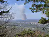 USA, Pennsylvania, State College (2026): Prescribed burn near Penn State University campus, seen from Mt. Nittany