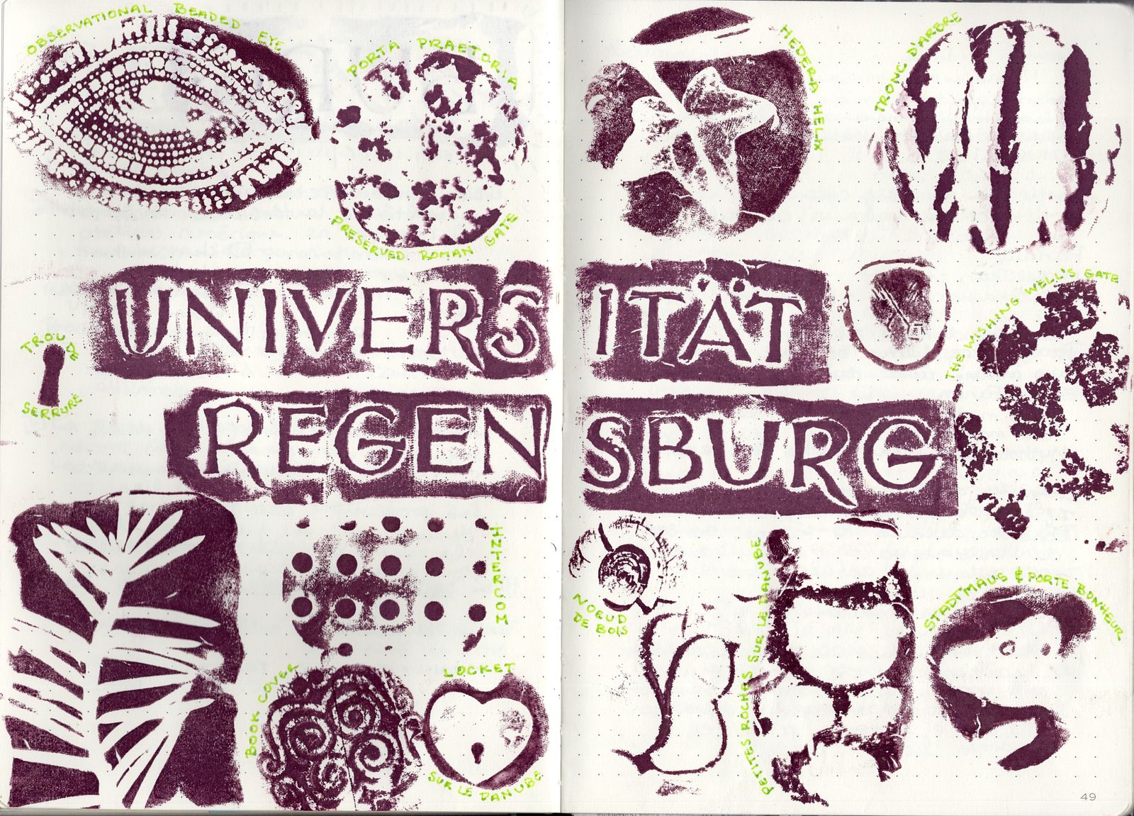 journaling pages with stamps