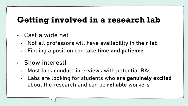 Advice for undergraduate students looking to join a research lab