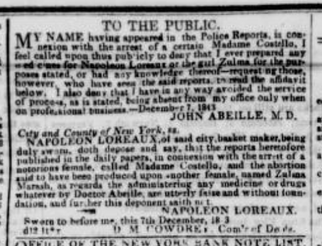 Abeille's and Loreaux's notices "To the Public."