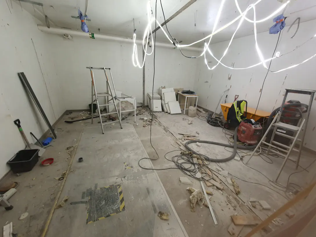 Wall is gone and all old installations are out